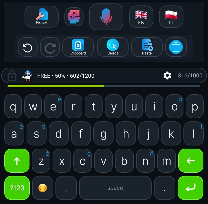 SmartPL Keyboard — zrzut ekranu aplikacji