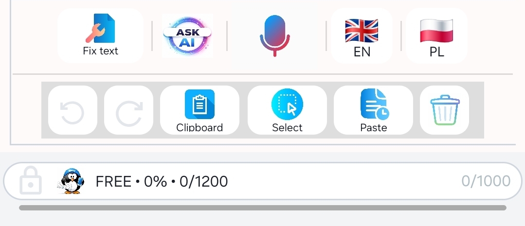 Toolbar i pasek statusu SmartPL Key